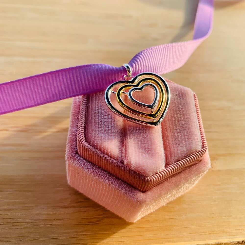 Tous 3D Wired Heart Pendant Silver Gold